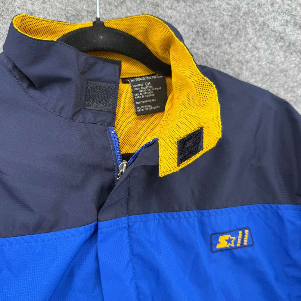 Starter Windbreaker Jacket Mens Small Blue Colorblock Full Zip Mesh Lined - Picture 8 of 16